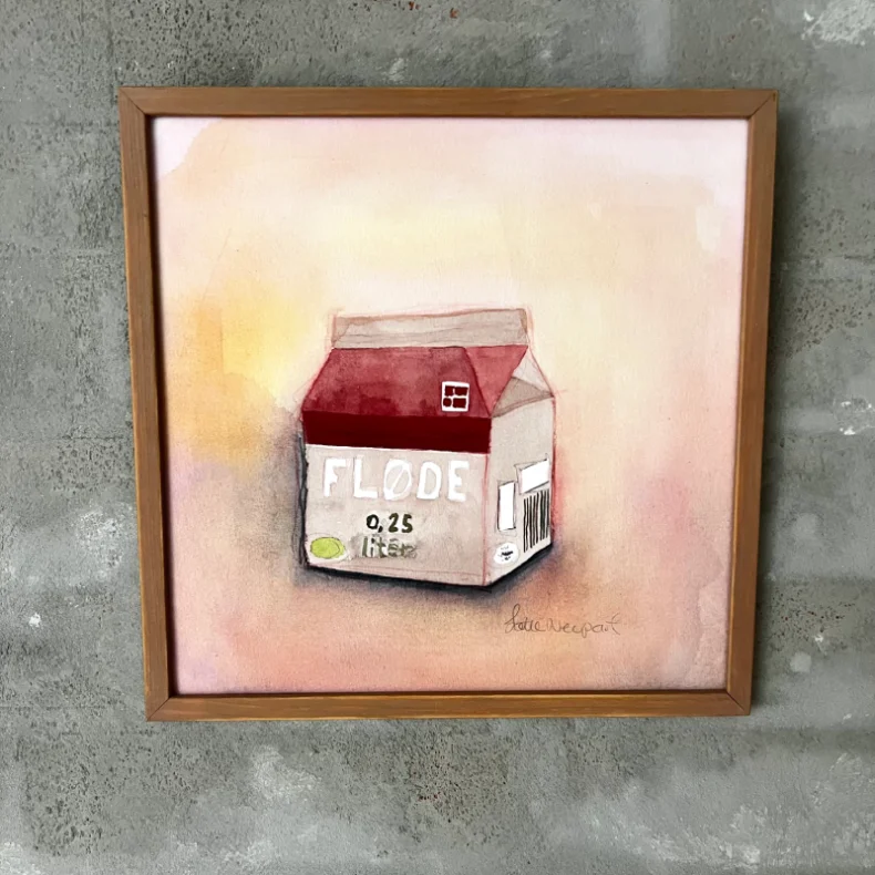 Akvarel - 1/4 flde - 26x26 inkl ramme