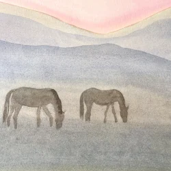 Original akvarel - Diset sommermorgen - 40x30cm
