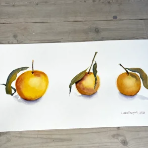 Akvarel - 3 citrusfrugt - 25x50cm