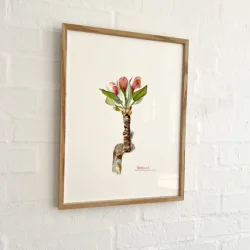 Akvarel - �bleblomst - 30x40cm