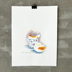 Akvarel - L�rdag morgen - 30x40cm