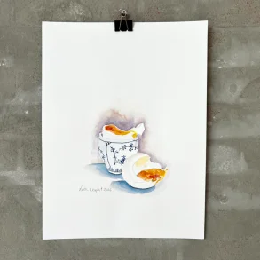 Akvarel - L�rdag morgen - 30x40cm