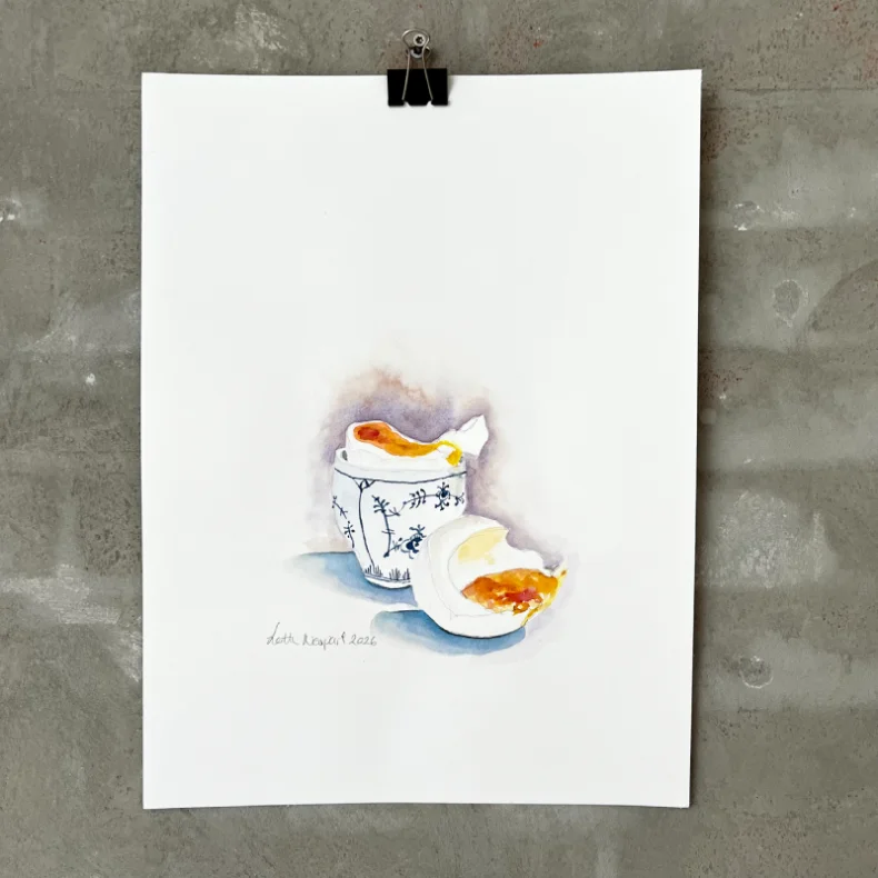 Akvarel - L�rdag morgen - 30x40cm