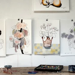 Tegning - Alpeviol - 30x40cm