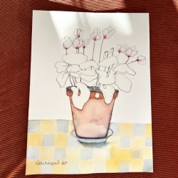 Tegning - Alpeviol - 30x40cm