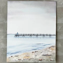 Akvarel - Badebro ved Eg� strand - 40x50cm