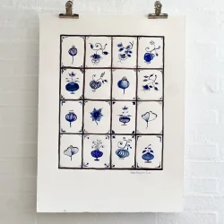 Original akvarel - Bl� - 76x56cm