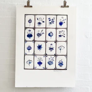 Original akvarel - Bl� - 76x56cm