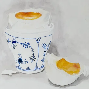 Akvarel - Bl�dkogt �g - 30x40cm