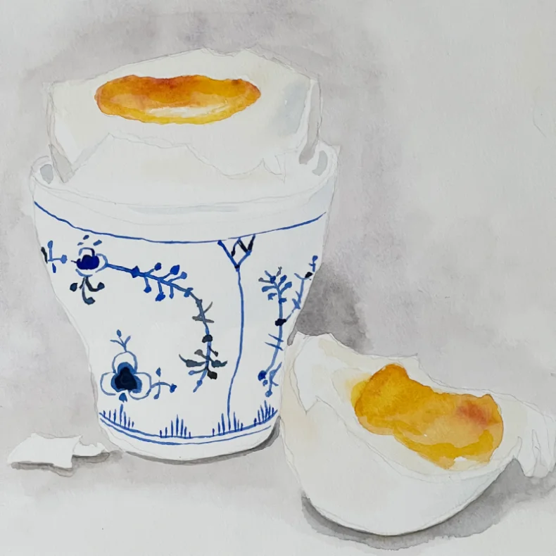 Akvarel - Bl�dkogt �g - 30x40cm