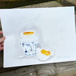 Akvarel - Bl�dkogt �g - 30x40cm