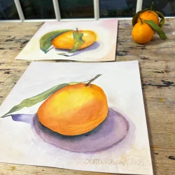 Akvarel - Clementin - 26x26cm inkl gul ramme