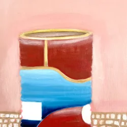 Oliemaleri - Tomat p� d�se - 50x40cm