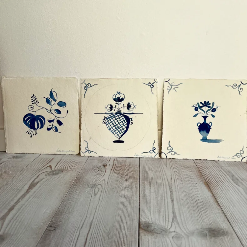 Akvarel - Fan� klinker - 3 stk - 20x20cm