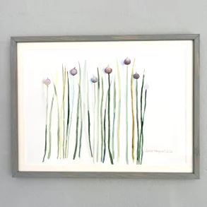 Original akvarel - Purl�g i gr� ramme - 30x40cm