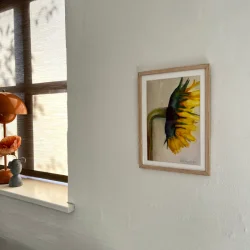 Akvarel - Gul blomst - A4 inkl ramme