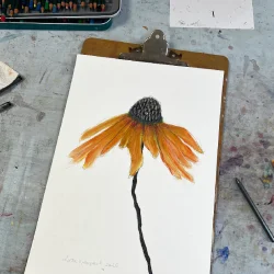 Mixed media - Gylden solhat - A3