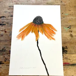 Mixed media - Gylden solhat - A3