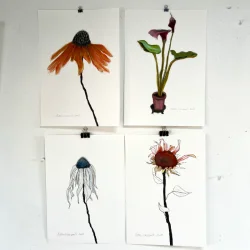 Mixed media - Gylden solhat - A3