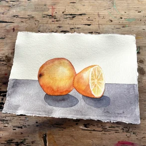 Akvarel - Halvanden appelsin - A4