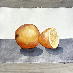 Akvarel - Halvanden appelsin - A4