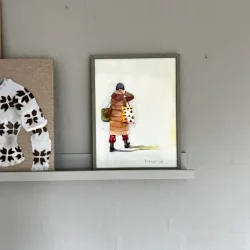 Akvarel - Hjem fra arbejde - 30x40cm inkl ramme