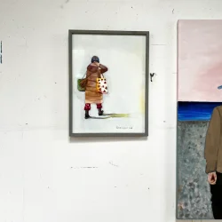 Akvarel - Hjem fra arbejde - 30x40cm inkl ramme