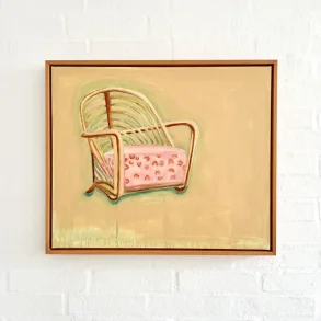 Oliemaleri - Hvilestol - 53x63cm inkl. h�ndmalet sv�veramme