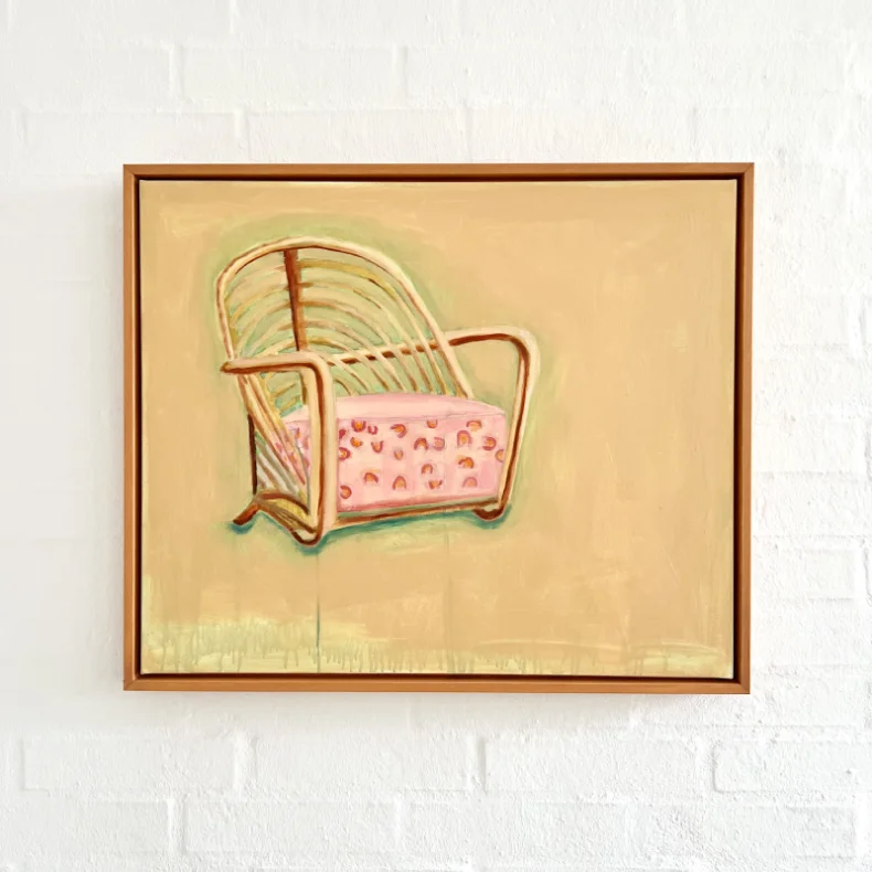 Oliemaleri - Hvilestol - 53x63cm inkl. h�ndmalet sv�veramme