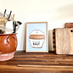 Original akvarel - Saltkar med bl� baggrund - A4