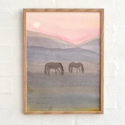 Original akvarel - Diset sommermorgen - 40x30cm