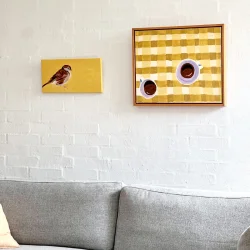 Oliemaleri - Lille spurv - 20x40cm