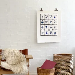 Original akvarel - Bl� - 76x56cm