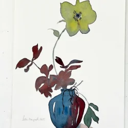 Akvarel - Julerose - grn - inkl egetrramme 30x40cm