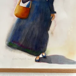 Akvarel - Kvinde fra Fan - A2 inkl ramme