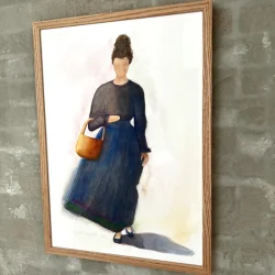 Akvarel - Kvinde fra Fan - A2 inkl ramme