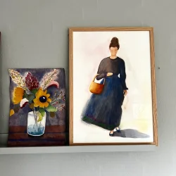 Akvarel - Kvinde fra Fan - A2 inkl ramme