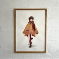 Akvarel - Kvinde i stribede bukser - A2