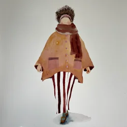 Akvarel - Kvinde i stribede bukser - A2