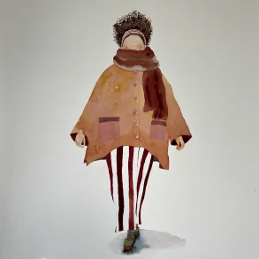 Akvarel - Kvinde i stribede bukser - A2