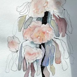 Akvarel / tegning - Levkjer - 30x40cm