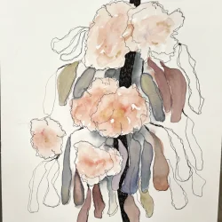 Akvarel / tegning - Levkjer - 30x40cm