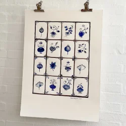 Original akvarel - Bl� - 76x56cm