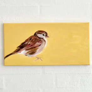 Oliemaleri - Lille spurv - 20x40cm