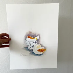 Akvarel - L�rdag morgen - 30x40cm