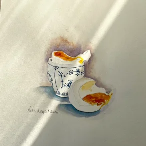 Akvarel - L�rdag morgen - 30x40cm