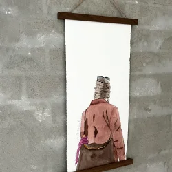 Akvarel - LouiLoui med pink trklde - 42x19cm inkl magnetophng