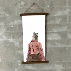 Akvarel - LouiLoui med pink trklde - 42x19cm inkl magnetophng