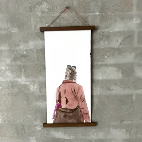 Akvarel - LouiLoui med pink trklde - 42x19cm inkl magnetophng