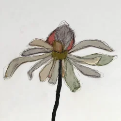 Mixed media - Lys solhat - orange hoved - A3